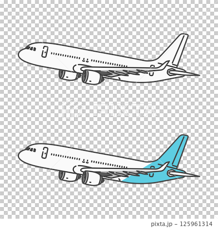 イラスト素材:国内旅行・国内線・短距離路線の旅客機/飛行機、離陸・巡行状態 (自由に色変更OK!) イラスト素材:国内旅行・国内線・短距離路線の旅客機/飛行機、離陸・巡行状態 (自由に色変更OK!) 125961314