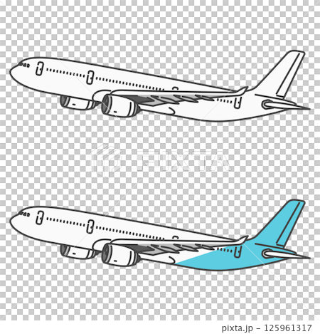 イラスト素材:海外旅行・国際線・長距離路線の旅客機/飛行機、離陸・巡行状態 (自由に色変更OK!) イラスト素材:海外旅行・国際線・長距離路線の旅客機/飛行機、離陸・巡行状態 (自由に色変更OK!) 125961317