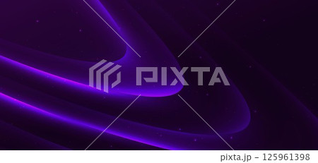 Purple curve rays glowing on dark background. Speed motion moving concept. 125961398