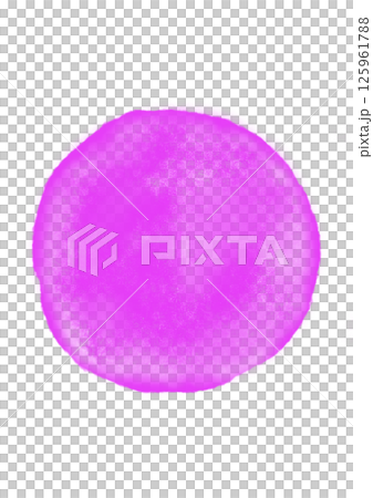明るい紫色ピンクパープルの丸円　水彩風イラスト素材　背景透明　png 125961788