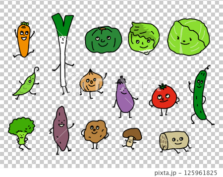 蔬菜人物插圖集 蔬菜人物插圖集 125961825
