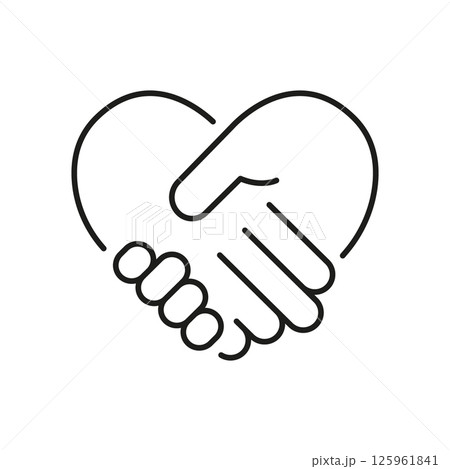 Heart Shaped Handshake Line Icon. Partnership, Trust, And Collaboration Symbol. Business Agreement And Relationship Building. Editable Stroke. Isolated Vector Illustration 125961841