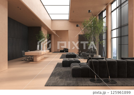 Modern style conceptual reception interior room 3d illustration 125961899
