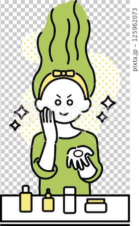 一位熱衷於皮膚護理的女性的插圖 一位熱衷於皮膚護理的女性的插圖 125962073