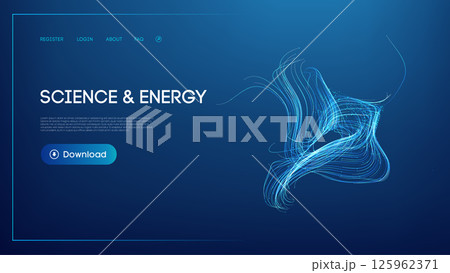 Science and energy theme with intricate flowing blue line patterns 125962371