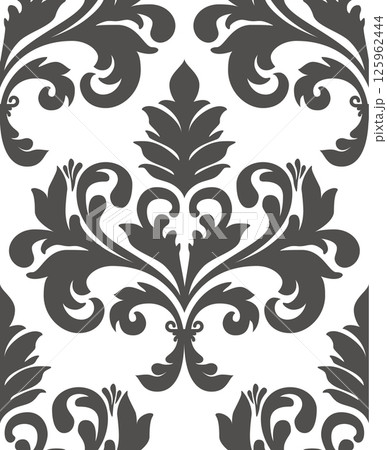 Seamless Grey Floral Damask Wallpaper Design 125962444