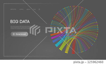 Big Data Circle blockchain technology background. Neural network digital background 125962460