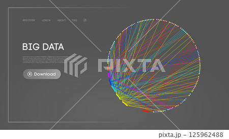 Big Data Circle blockchain technology background. Neural network digital background 125962488