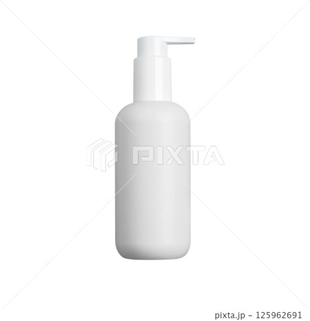 Mockup of plastic white pump bottle isolated on white Mockup of plastic white pump bottle isolated on white 125962691