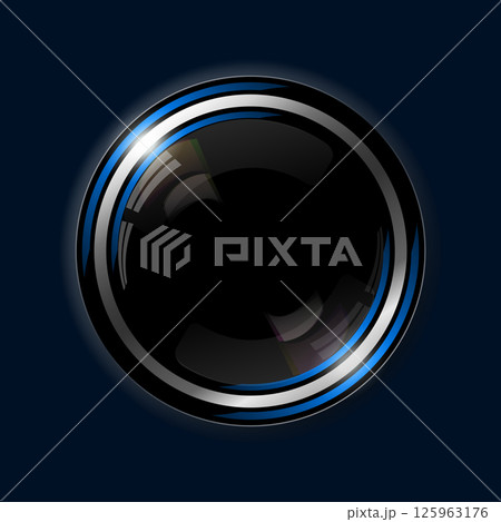 Circle button badge. Round pinned badges tag, metal pinback buttons and colorful pin label. Glossy plastic button, realistic brooch pins. 125963176