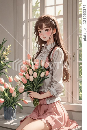 ブーケを作る女性 ブーケを作る女性 125963375