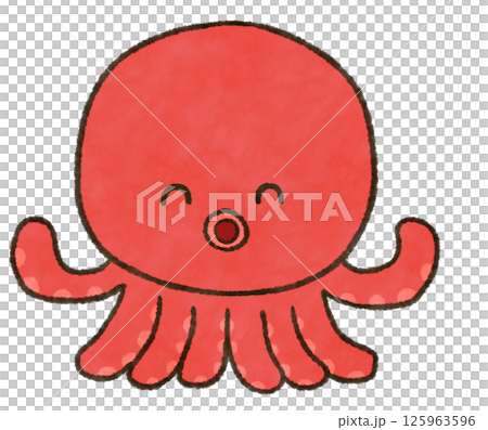 笑顔のかわいいタコのイラスト 125963596