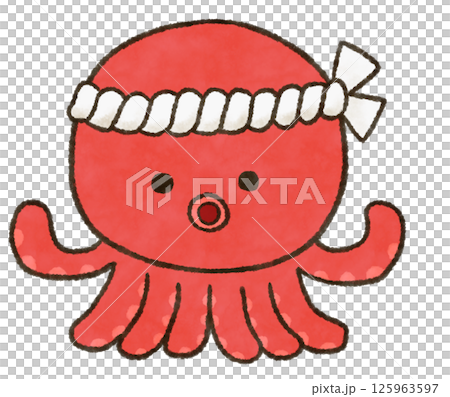 鉢巻をしたかわいいタコのイラスト 鉢巻をしたかわいいタコのイラスト 125963597