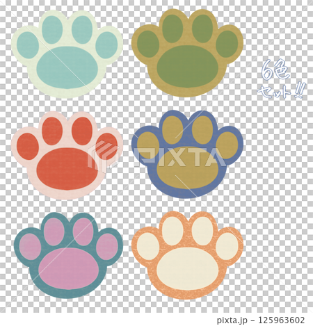 復古色爪子插圖 6 種顏色套裝 復古色爪子插圖 6 種顏色套裝 125963602