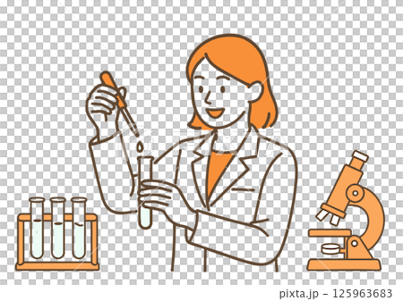 実験中の女性研究者と理科器具 125963683