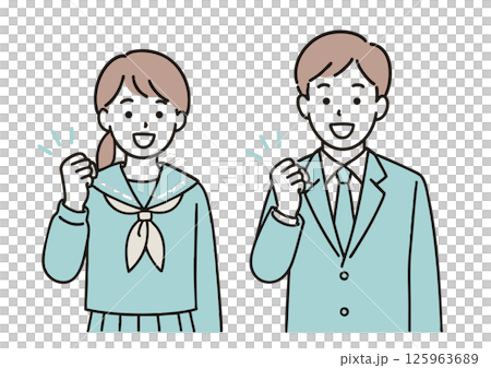 Illustration of high school students doing a fist pump 125963689