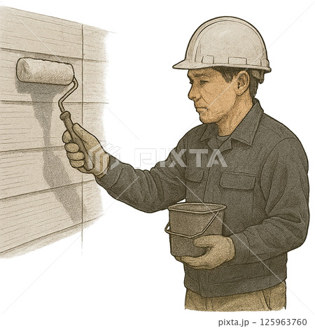 外壁塗装工事　下塗り 125963760