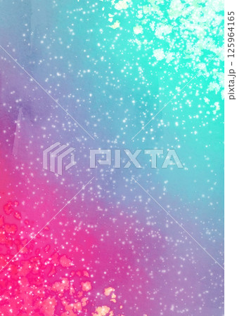 シアンとマゼンダの鮮やかなキラキラ透過水彩テクスチャ背景 125964165