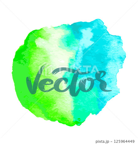 Blue and Green Hand Drawn Watercolor Drops Vector Illustration 125964449