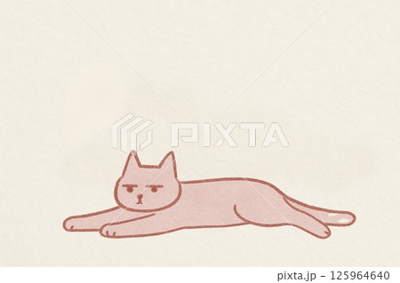 ほのぼのツンデレ猫 vol.1　脱力系猫　上部に余白スペース　ラフ画　Generative AI 125964640