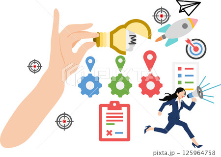 目標達成へのロードマップのイラスト 125964758