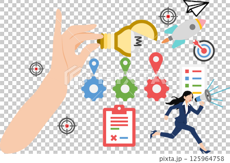 目標達成へのロードマップのイラスト 125964758