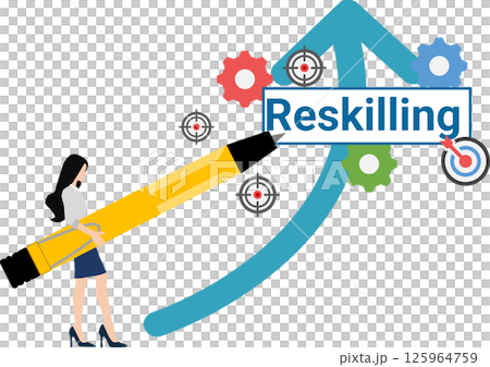 Reskilling graphic material illustration 125964759