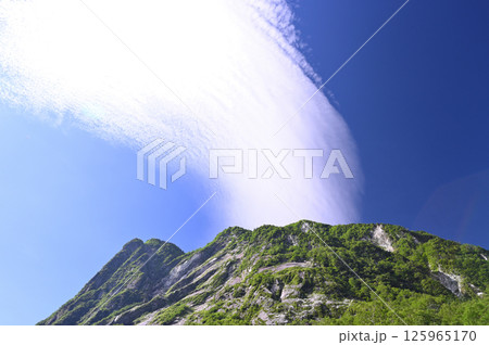 強風で流れる雲と穂高連邦 強風で流れる雲と穂高連邦 125965170