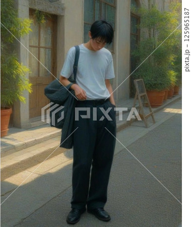 ガックリ落ち込んでいる少年 ガックリ落ち込んでいる少年 125965187