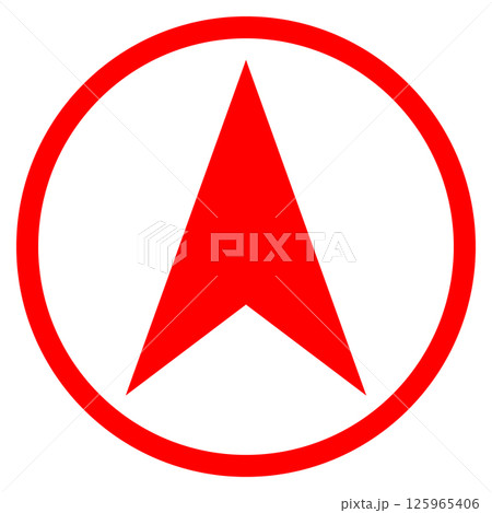 シンプルな方位マークのアイコンのイメージイラスト素材 レッド 125965406