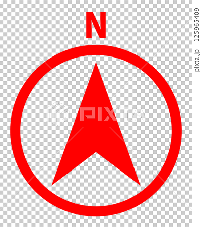 Simple compass mark icon image illustration material N letter included Red 125965409