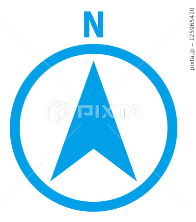 シンプルな方位マークのアイコンのイメージイラスト素材 N文字あり 水色 125965410