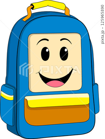 Back to School Cartoon with Smiling School Bag Illustration 125965890