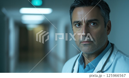 Grim hospital administrator stares at debt reports, healthcare financial crisis palpable 125966567