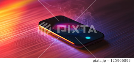 smartphone with vibrant display and colorful light effects, symbolizing modern technology and innovation smartphone with vibrant display and colorful light effects, symbolizing modern technology and innovation 125966895