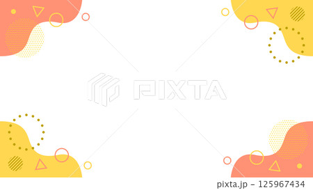 抽象的な幾何学模様のフレーム素材 チラシ・Web・動画背景16:9サイズ オレンジ	 125967434