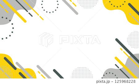 抽象的な幾何学模様のフレーム素材 チラシ・Web・動画背景16:9サイズ グレー 黄色 グレー	 125968228