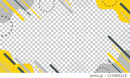抽象的な幾何学模様のフレーム素材 チラシ・Web・動画背景16:9サイズ グレー 黄色 グレー	 125968228