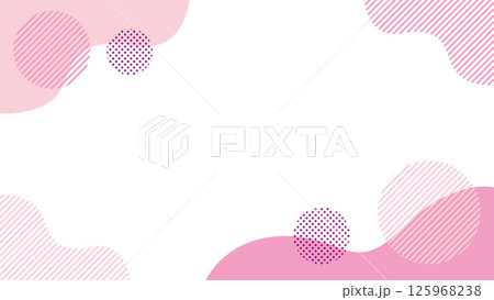 抽象的な幾何学模様のフレーム素材 チラシ・Web・動画背景16:9サイズ ピンク	 125968238