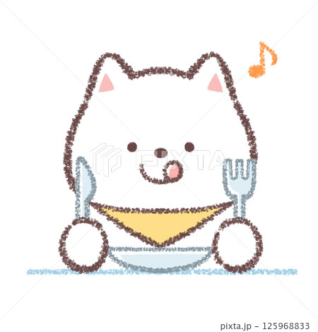 食事をする白柴犬 125968833