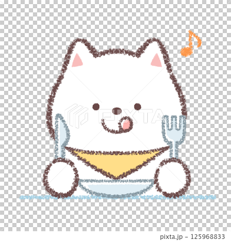 食事をする白柴犬 125968833