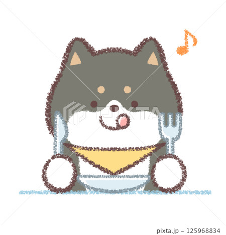 食事をする黒柴犬 125968834