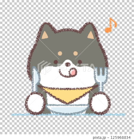 食事をする黒柴犬 125968834