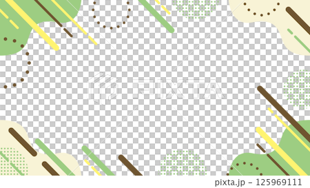 Abstract geometric frame material for flyers, web and video backgrounds 16:9 size Green Brown Yellow 125969111