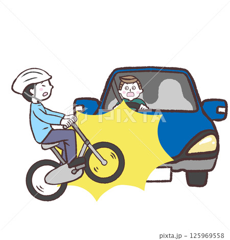 自転車と車の事故のイラスト 125969558
