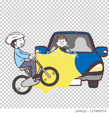Illustration of a bicycle and car accident 125969558
