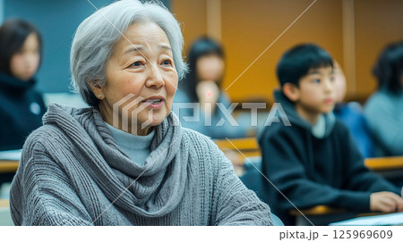 笑顔を浮かべながら学ぶシニア女性の柔らかい雰囲気 125969609