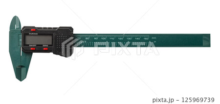 Digital vernier caliper measuring tool on white background Digital vernier caliper measuring tool on white background 125969739
