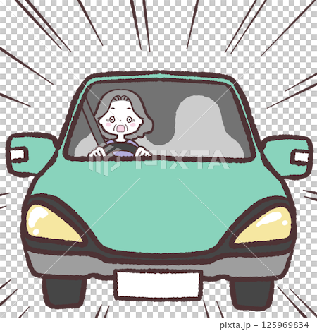 事故寸前のシニア女性イラスト 事故寸前のシニア女性イラスト 125969834