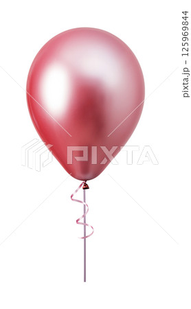 Shiny pink balloon floating with ribbon on white background Shiny pink balloon floating with ribbon on white background 125969844